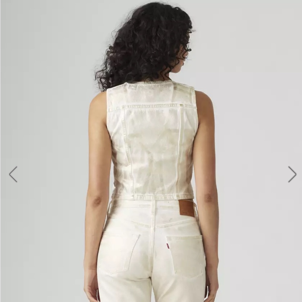 Levi's sleeveless cropped metallic Bella Denim Vest size M NWT - Picture 9 of 13
